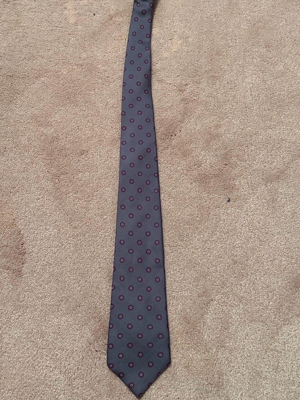 Classic Men's Navy Tie with Red Dot Motif